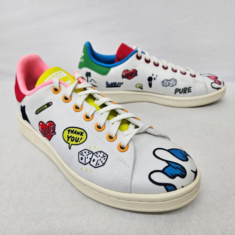 Adidas Aaron Kai x Stan Smith J Primeblue Shoes FY2686 White Multi Girl's Size 6